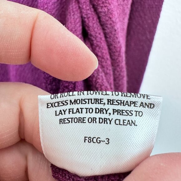 Eileen Fisher Bright Purple 100% Wool Cropped Long Sleeve Layering Sweater Med - Picture 2 of 5